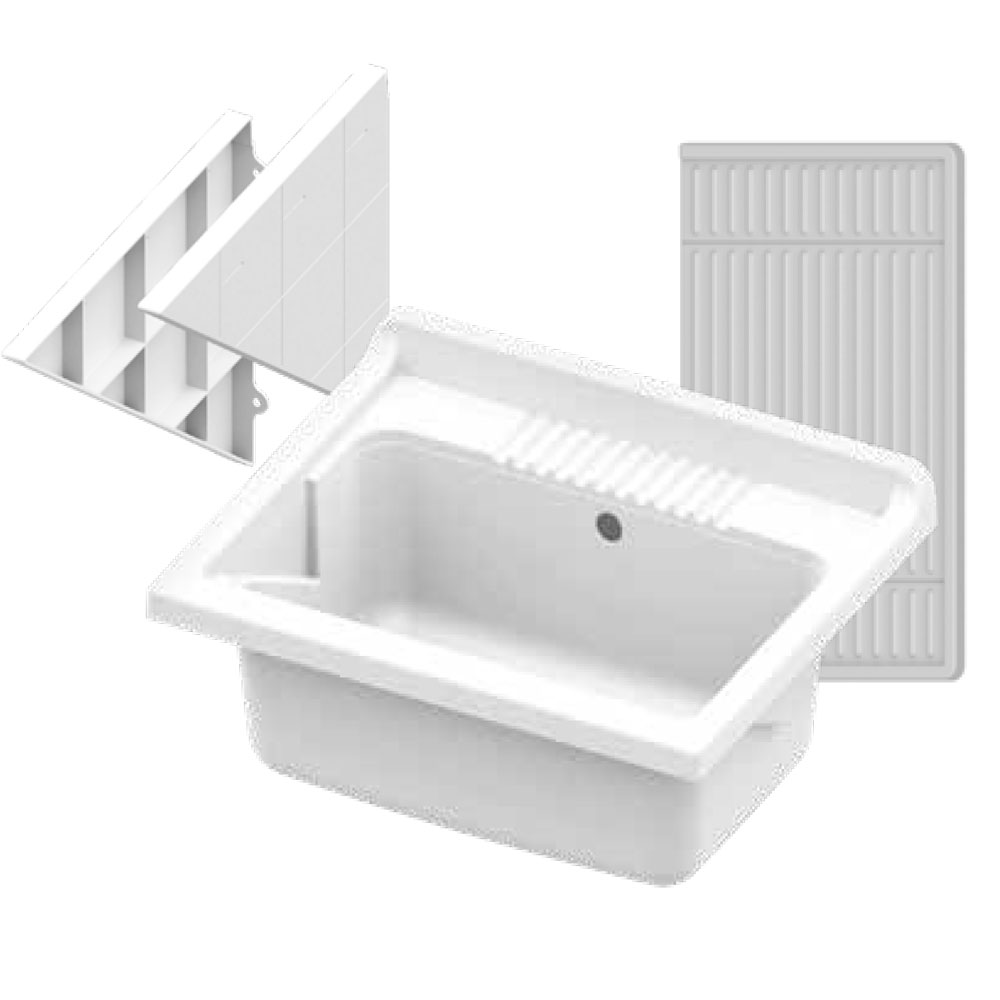 foto del prodotto iperbriko vasca lavatoio lavanderia in resina vasca staffe tavola 60x50x26cm mongardi