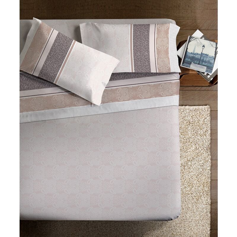 foto del prodotto ipersan set completo lenzuola matrimoniali, 100 cotone percalle, 1 lenzuolo da sopra 250x300cm 1 lenzuolo da sotto 180x200cm 2 federe 83x52cm,