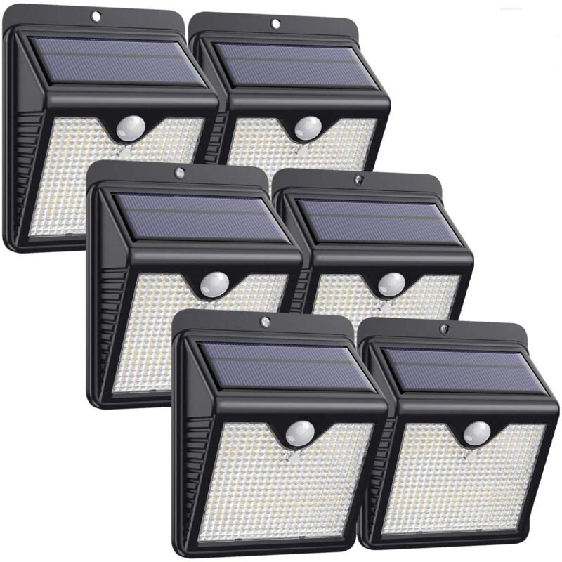 foto del prodotto iposible luci solari da esterno, 6 confezioni da 150 led 1000 lumen luce solare impermeabile con sensore di movimento di sicurezza wireless