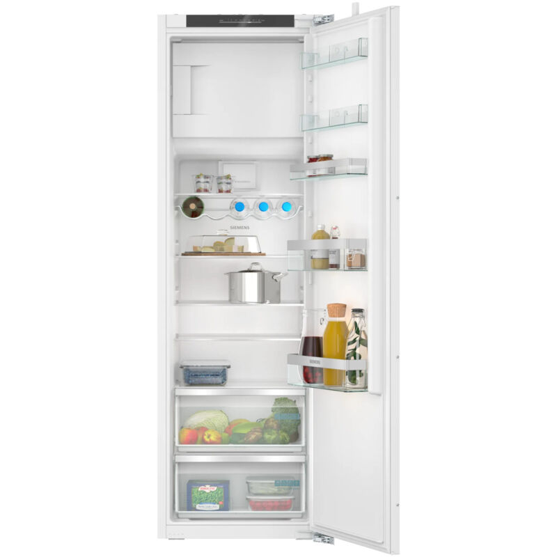 foto del prodotto iq300 ki82lvfe0. posizionamento dell apparecchio da incasso, colore del prodotto bianco, cerniera porta destra. capacit netta totale 280 l,