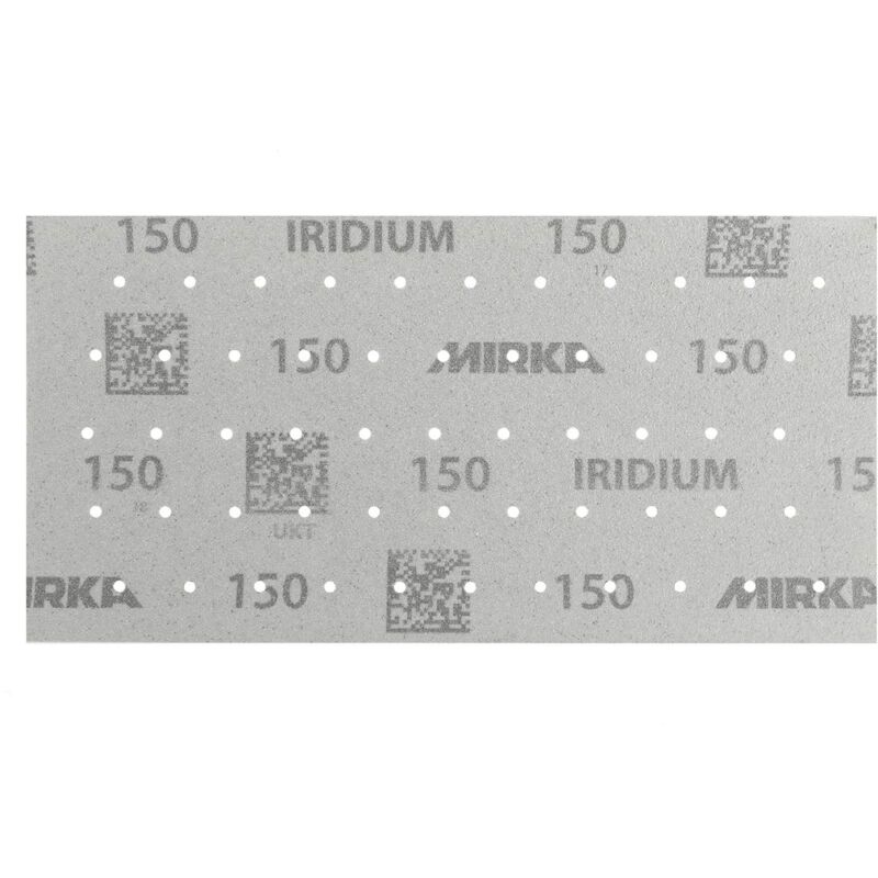 foto del prodotto iridium premium carta abrasiva 115x230mm a strappo 55 fori, grana 150, 50 pz per la levigatura di vernice, stucco, fondo, legno, acciaio, materiali