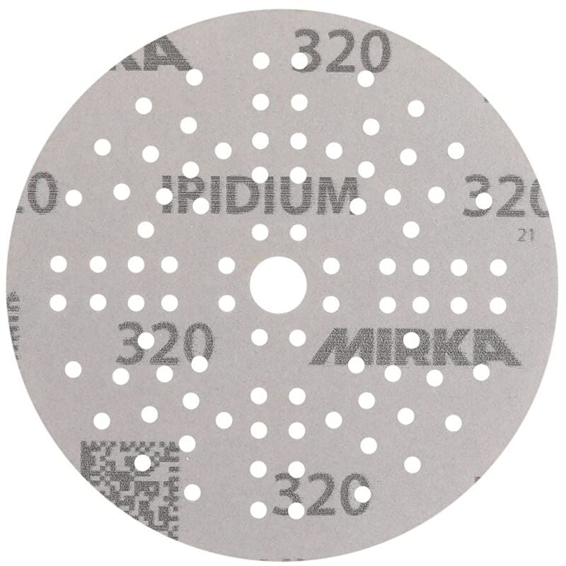 foto del prodotto iridium premium carta abrasiva 150 mm a strappo 121 fori, grana 320, 10 pz per la levigatura di vernice, stucco, fondo, legno, acciaio, materiali
