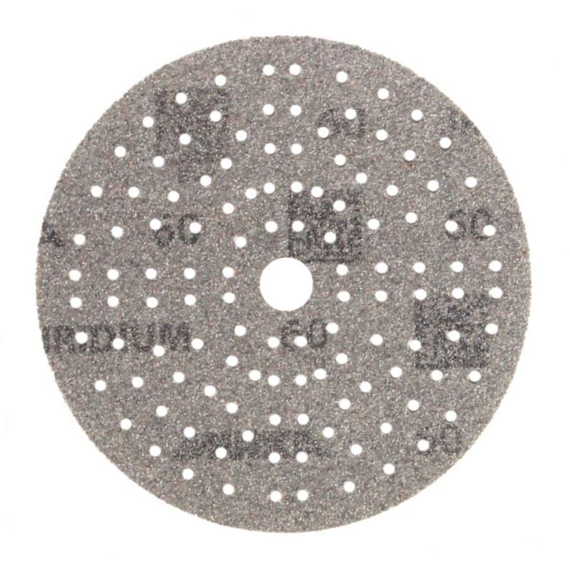 foto del prodotto iridium premium carta abrasiva 150 mm a strappo 121 fori, grana 60, 50 pz per la levigatura di vernice, stucco, fondo, legno, acciaio, materiali