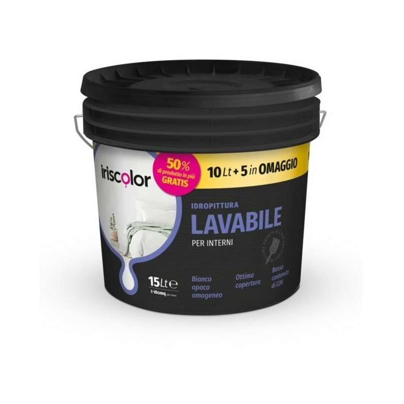 foto del prodotto iris color idropittura lavabile bianca 10 5 l iriscolor