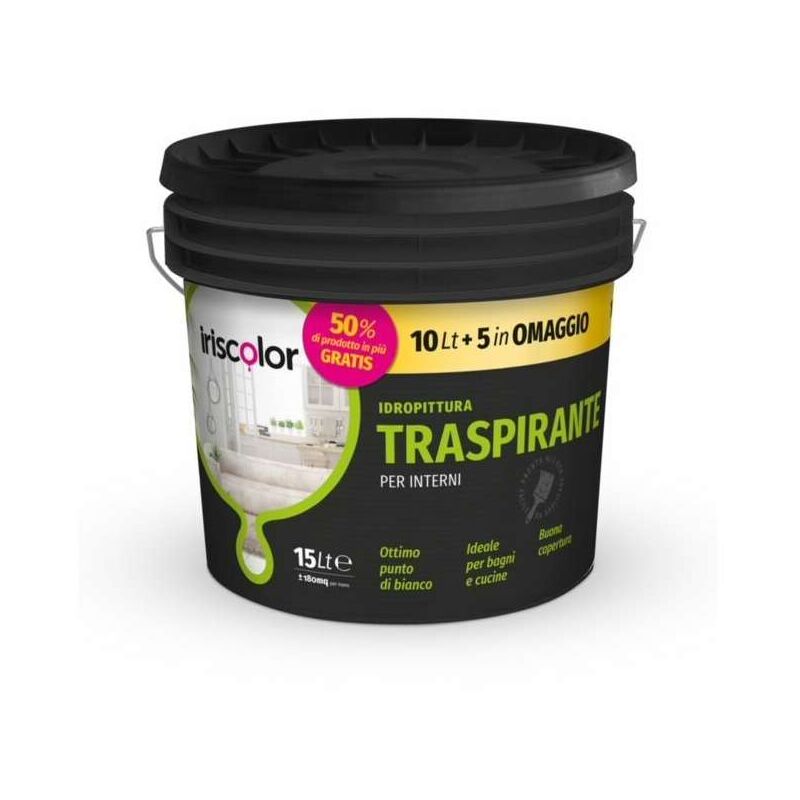 foto del prodotto iris color idropittura traspirante per interni bianco 15 lt