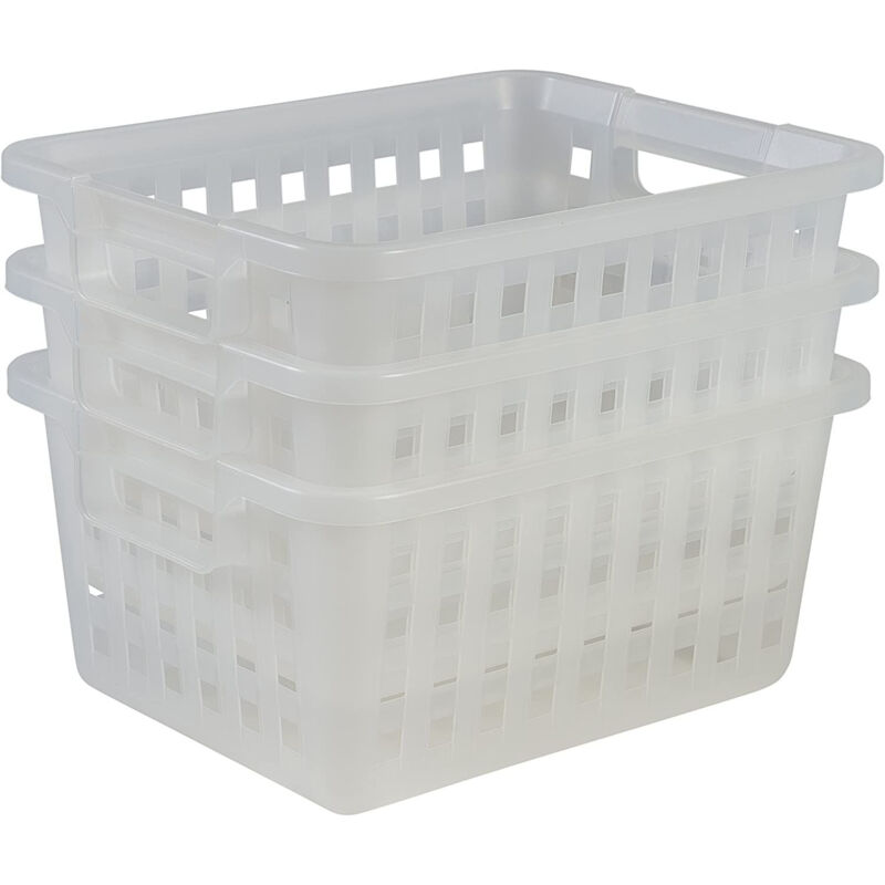 foto del prodotto iris ohyama, 3er set aufbewahrungsk rbe, 11,6 l, stapelbar, ergonomische griffe, badezimmer, ankleidezimmer korb vm 30 transparent