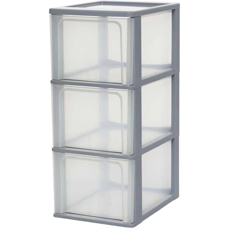 foto del prodotto iris ohyama cassettiera in plastica, portaoggetti, 3 cassetti grandi, grigio, apertura facile, formato a4, a5 e a6, organizzatore, per ufficio, scuola, cartoleria, senza bpa, contenitore, och-2300
