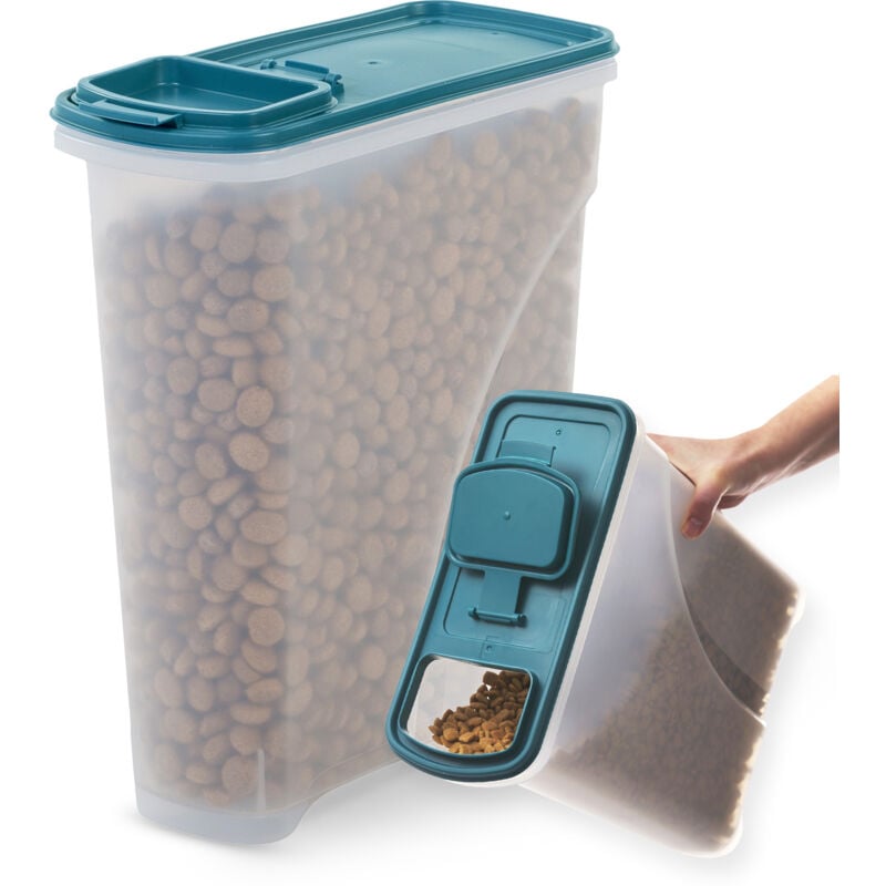foto del prodotto iris ohyama contenitore ermetico per cibo per cani, 7l 3,5kg, blu, coperchio con chiusura ermetica, plastica, per animali domestici, gatti, bidone,