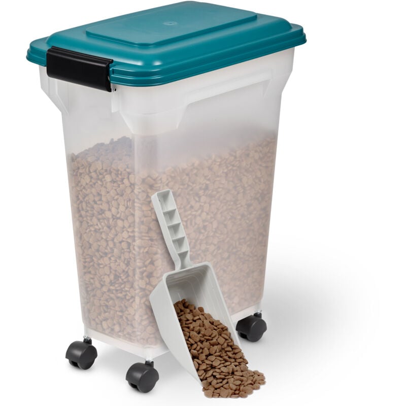 foto del prodotto iris ohyama, contenitore per crocchette, 20l 7.5kg, blu, ermetici, contenitore per alimenti in plastica con coperchio, con ruote, per cibo per gatti,