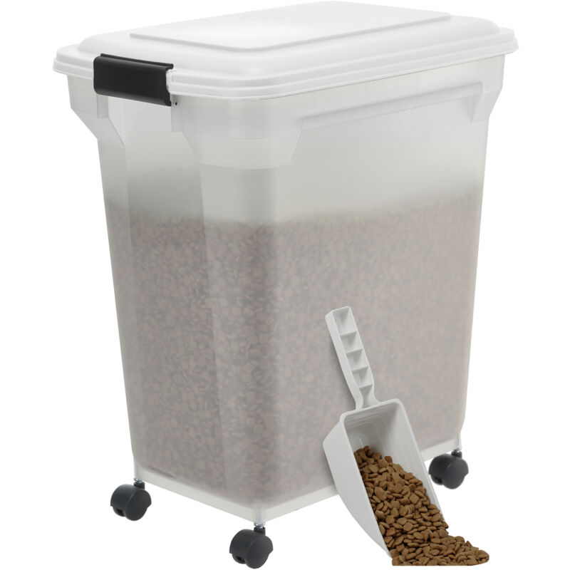 foto del prodotto iris ohyama contenitore per crocchette, 45l 15kg, bianco, ermetici, contenitore per alimenti in plastica con coperchio, con ruote, per cibo per