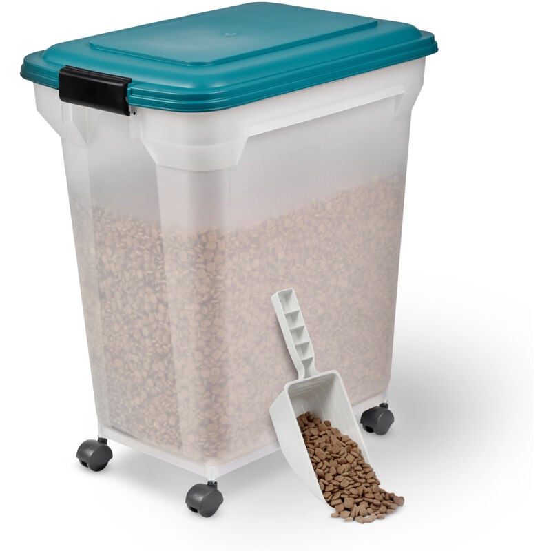 foto del prodotto iris ohyama contenitore per crocchette, 45l 15kg, blu, ermetici, contenitore per alimenti in plastica con coperchio, con ruote, per cibo per gatti,
