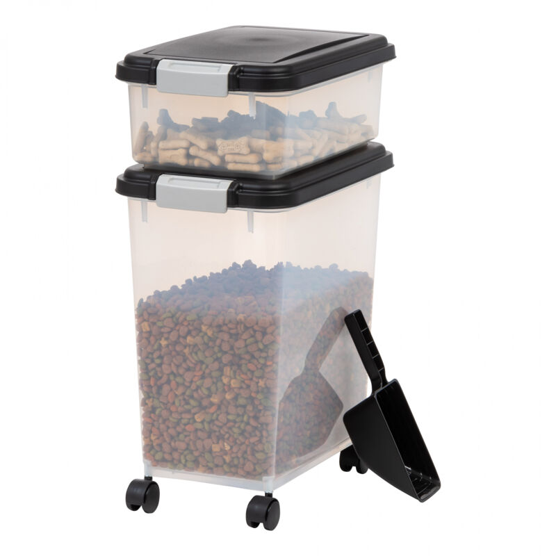 foto del prodotto iris ohyama contenitore per crocchette ermetico, 30l 10l, nero, ermetici, plastica, con coperchio, per cibo per gatti, cani, cibo secco,