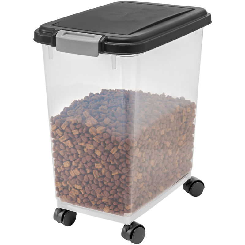 foto del prodotto iris ohyama, contenitore per crocchette ermetico, 30l 11kg, nero, ermetici, plastica, con coperchio, per cibo per gatti, cani, cibo secco,