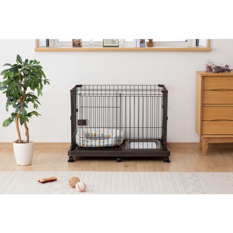 foto del prodotto iris ohyama estensione per recinto per cani, a65cm, con porta con serratura, marrone, con ruote, metal, parco, per cucciolo, gatti, interni, esterni,