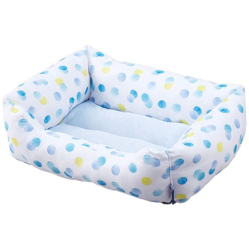 foto del prodotto iris ohyama letto, cuscino, cesta rettangolare lavabile, due lati con bordo, l33 x p45 x h14 cm, antiscivolo, per cani, gatti, pcsb 20s, pois