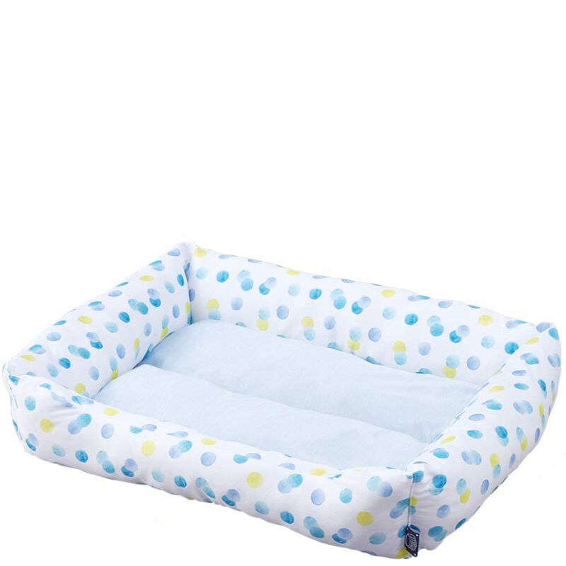 foto del prodotto iris ohyama letto, cuscino, cestino rettangolare lavabile, due lati con bordo, l50 x p65 x h14 cm, antiscivolo, per cani, gatti, pcsb 20l, pois
