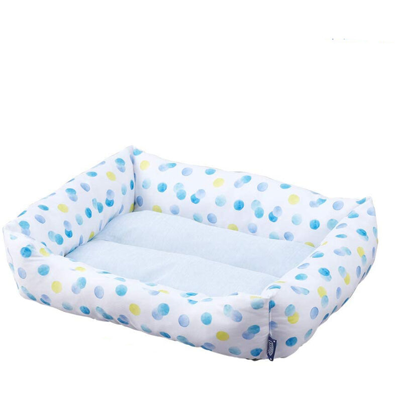 foto del prodotto iris ohyama letto, cuscino, cesto rettangolare lavabile, due lati con bordo, l44 x p53 x h14 cm, antiscivolo, per cani, gatti, pcsb 20m, pois