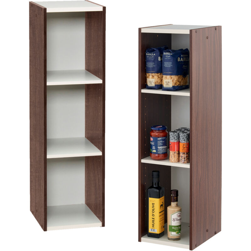 foto del prodotto iris ohyama, libreria a 3 scaffali, lotto di 2 mobili d appoggio, modulabile ub 9025 marrone