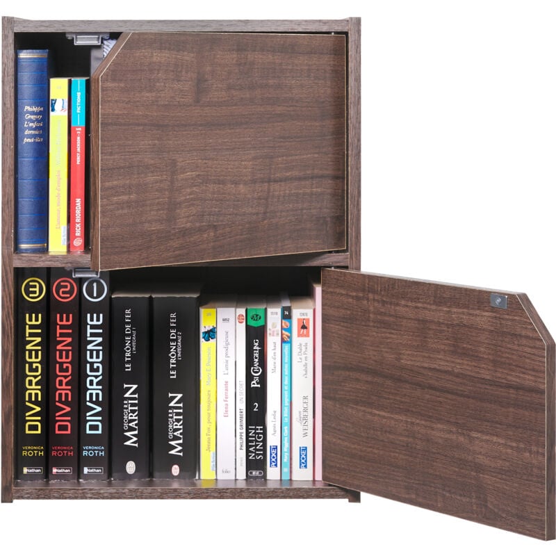 foto del prodotto iris ohyama libreria portaoggetti, armadio con 2 ante e 2 ripiani, facile montaggio, design, modulare, ufficio, camera da letto, soggiorno module