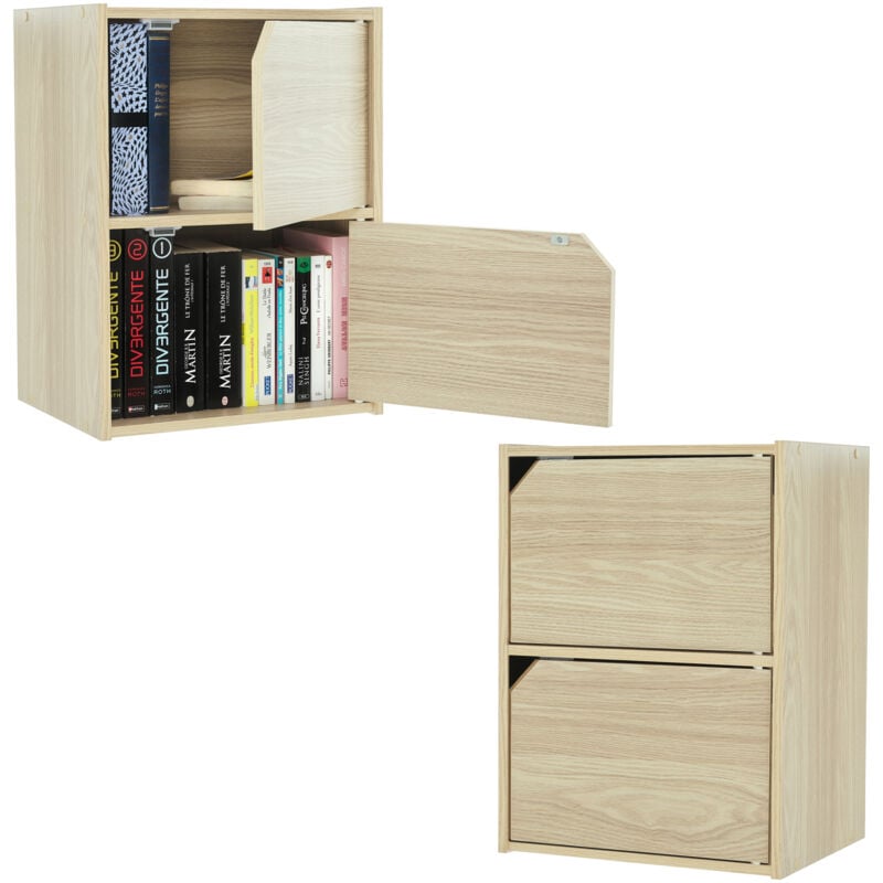 foto del prodotto iris ohyama mobile d appoggio, lotto di 2 scaffali in legno, design, robusto, moderno, ufficio, casa mdb 2d marrone chiaro