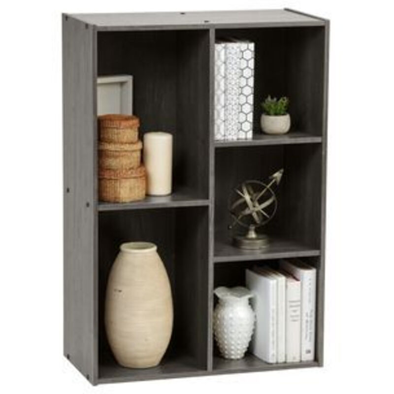 foto del prodotto iris ohyama mobile, librerie larghe 60 cm, scaffale angolare da parete in legno, 5 livelli, grigio, polivalente, modulare, aperto, per soggiorno,