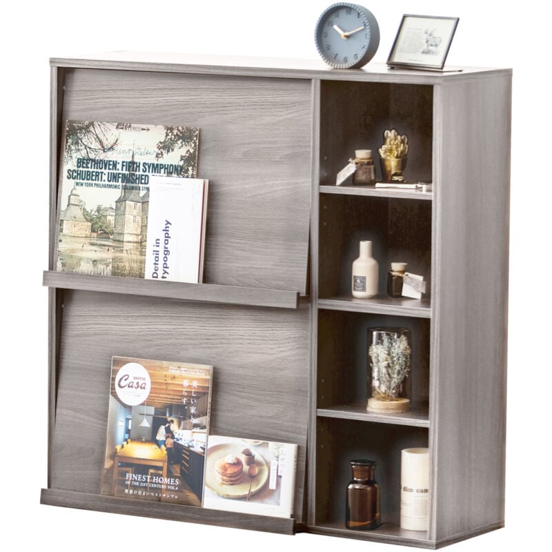 foto del prodotto iris ohyama mobile, scaffale, libreria portaoggetti, con 2 ante a ribalta e 4 scomparti, modulare, ufficio, camera da letto, soggiorno, sala da