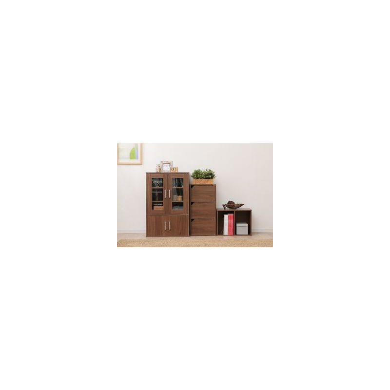 foto del prodotto iris ohyama mobili, libreria portaoggetti, com , credenza con 4 ripiani e 4 ante design e moderno, solido, multiuso, ufficio, cucina, camera da