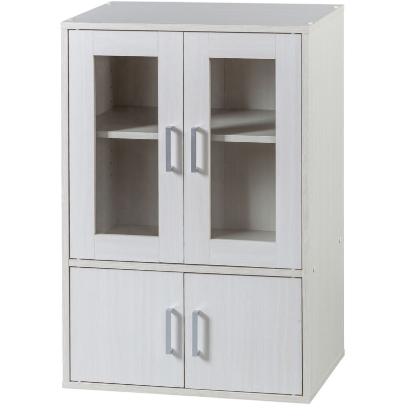 foto del prodotto iris ohyama, mobili, libreria portaoggetti, com , credenza con 4 ripiani e 4 ante design e moderno, solido, multiuso, ufficio, cucina, camera da