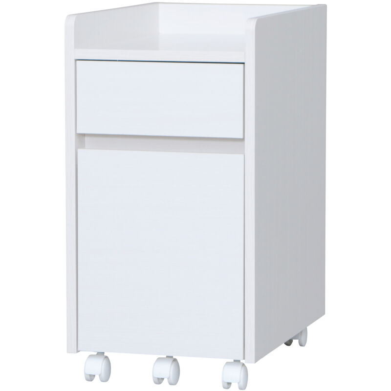 foto del prodotto iris ohyama office box, armadietto mobile, con ruote, 2 casseti e 1 ripiano, documenti e fascicoli, montaggio facile, legno massello, camera da