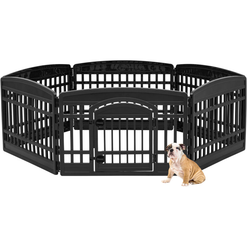 foto del prodotto iris ohyama recinto per cani da interno con porta, a60cm, 6 pannelli, nero, plastica, parco, per cucciolo, gatti, animali domestici, interni,