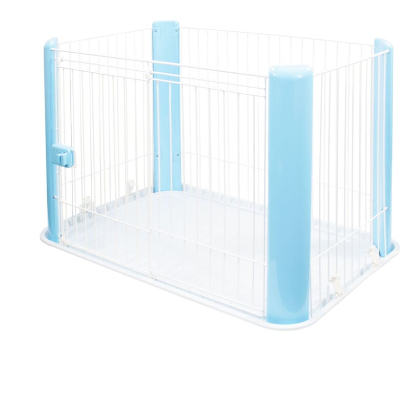 foto del prodotto iris ohyama recinto per cani da interno con porta, a60cm, blu, plastica, parco, per cucciolo, gatti, animali domestici, interni, esterni, gabbia,