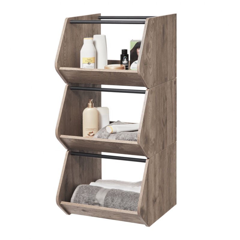 foto del prodotto iris ohyama scaffale, contenitore in legno, credenza, 1 anta pieghevole, impilabile, solido, cucina, camera da letto, soggiorno scaffale per