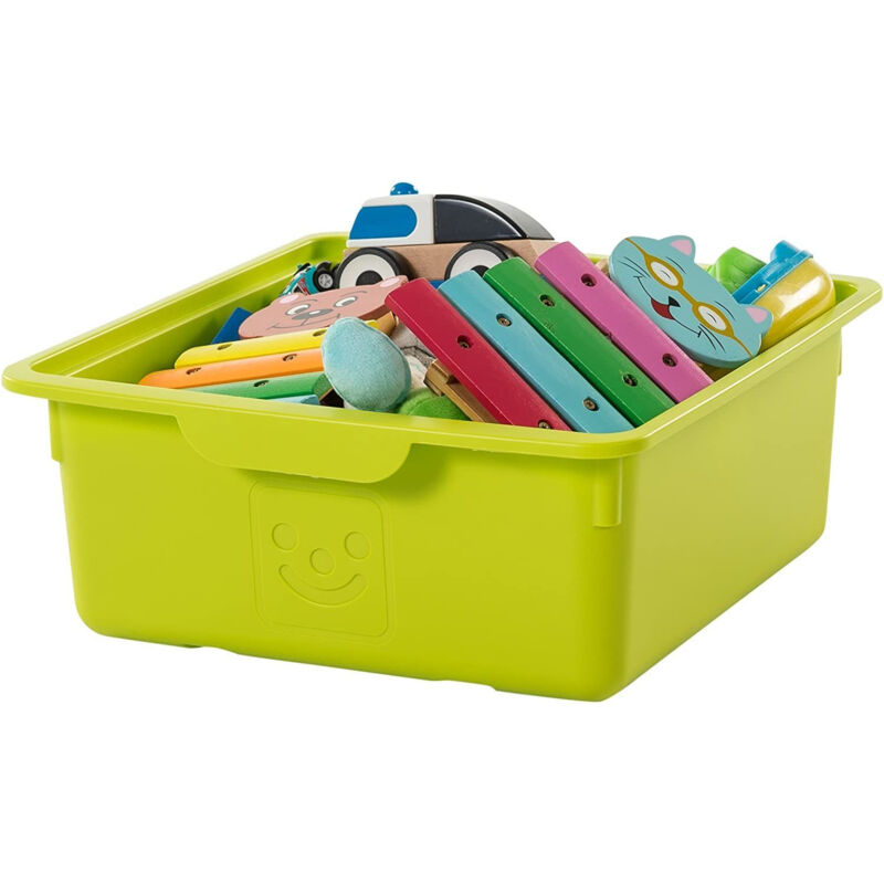 foto del prodotto iris ohyama scatola portaoggetti in plastica per bambini, lotto di 2, 10 l, senza bpa kdl 330 verde, impilabile, clip di chiusura l33 x p31,5 x