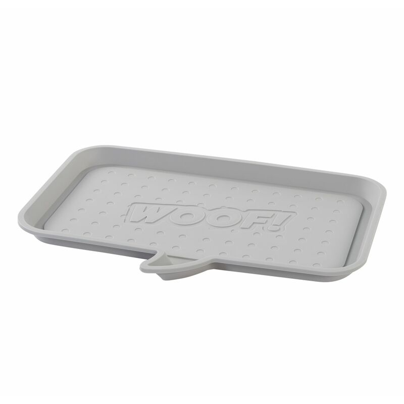 foto del prodotto iris ohyama scolapiatti vassoio sollevato ciotola bordo multiuso pet scarpe pentole 450 pft plastica, grigio, 45,8 x 32,9 x 2,7 cm