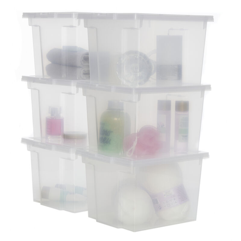 foto del prodotto iris ohyama set di 6 contenitori in plastica, multifunzione, 10 l, coperchio, maniglia ergonomica, ufficio, casa ddusb s bianco