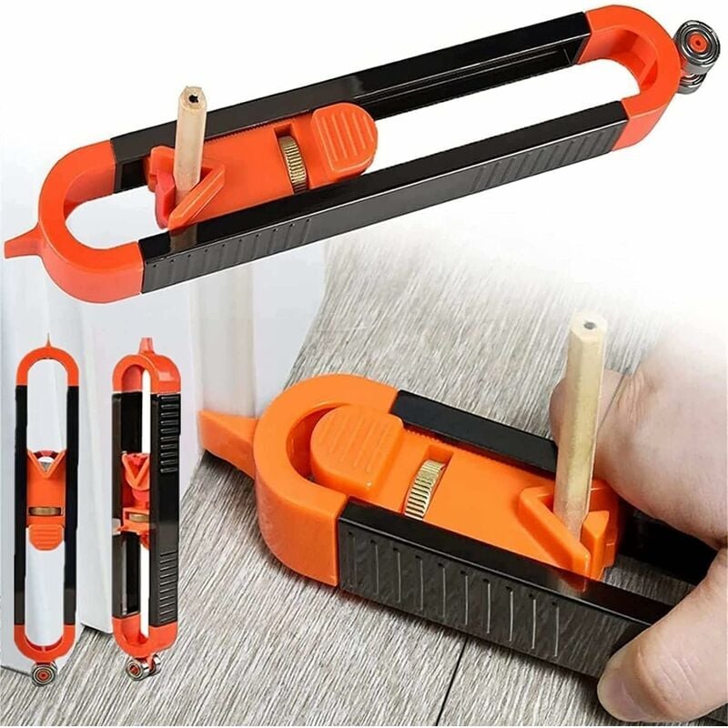 foto del prodotto irisfr lablanc calibro di contorno preciso con blocco, righello per tracciatura di profili, calibro di contorno per lavorazione del legno,