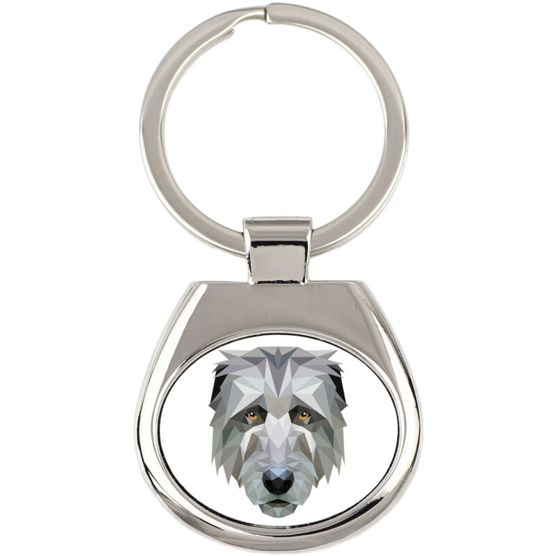 foto del prodotto irish wolfhound portachiavi geometrico con foto e scritta art dog