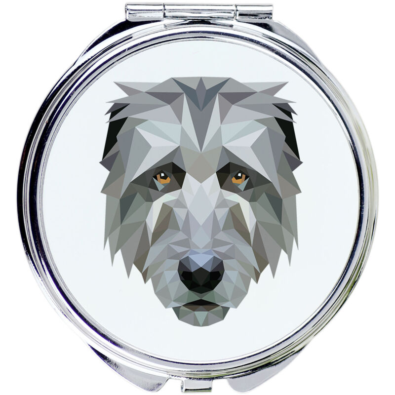 foto del prodotto irish wolfhound specchio con foto e scritta geometrica di art dog