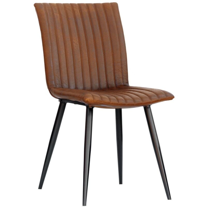 foto del prodotto iron label 10 sedia in vera pelle cognac 44x56x89