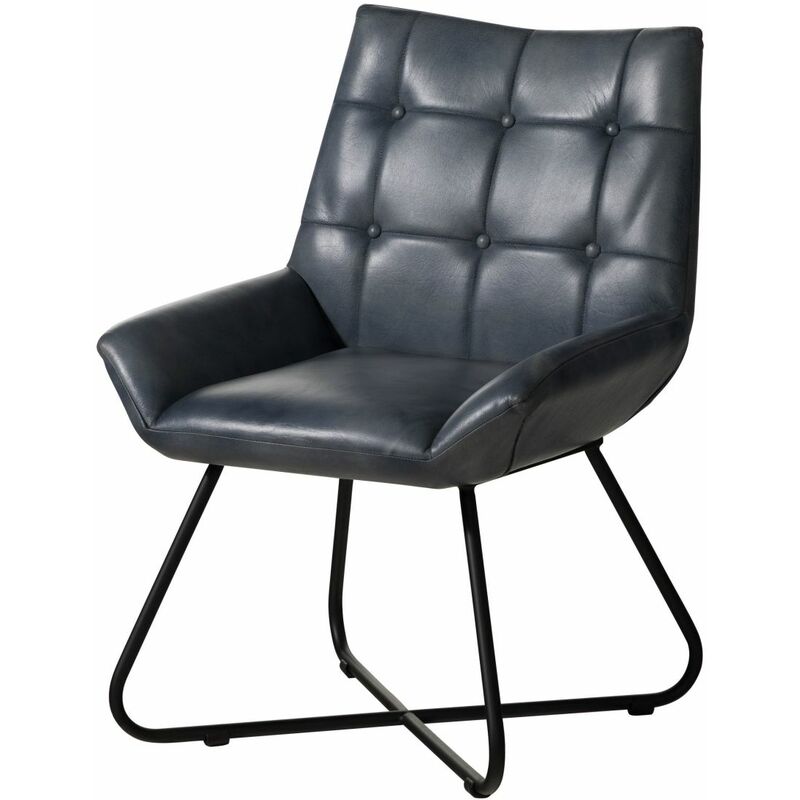foto del prodotto iron label 513 sedia in vera pelle blu 60x67x86