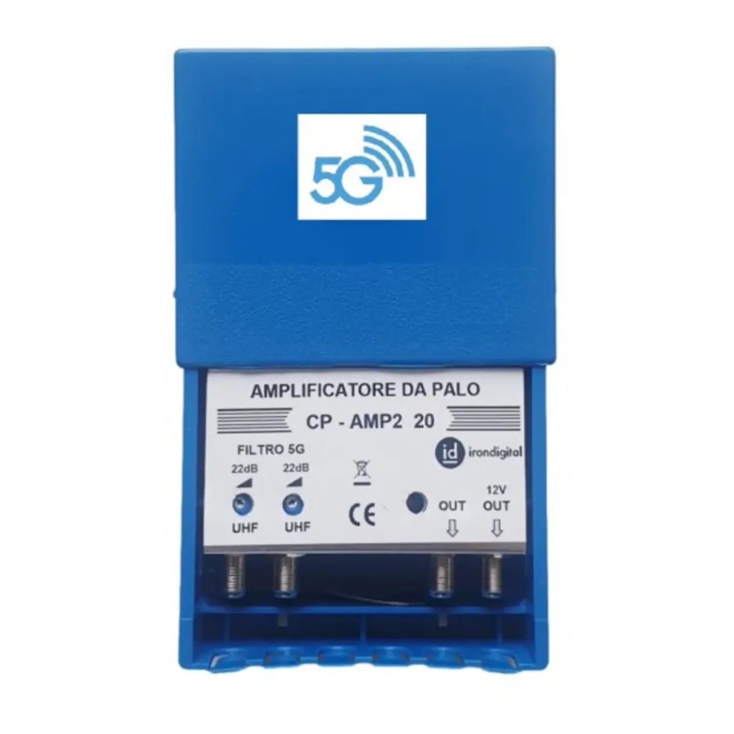 foto del prodotto irondigital amplificatore antenna tv da palo digitale terrestre 2 uhf 2 uscite 22db