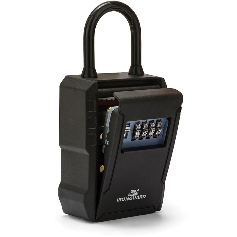 foto del prodotto ironguard ig014 cassetta di sicurezza per chiavi con lucchetto contenitore grande resistente alle intemperie combinazione a 4 cifre