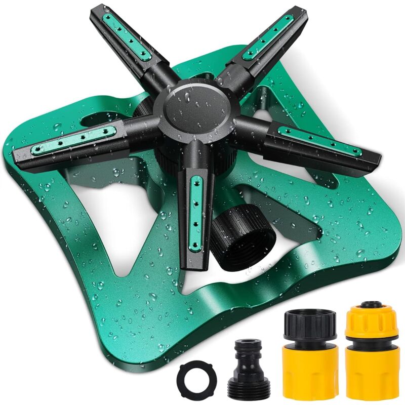 foto del prodotto irrigatore da giardino automatico, irrigatore oscillante rotante a 360 , irrigatore da giardino regolabile, sistema di irrigazione con ugelli a 5