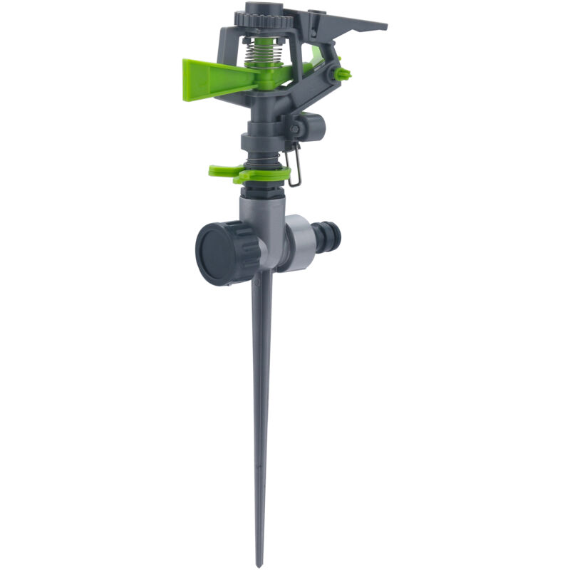 foto del prodotto irrigatore rotativo a settore automatico in plastica su picchetto in metallo aroz