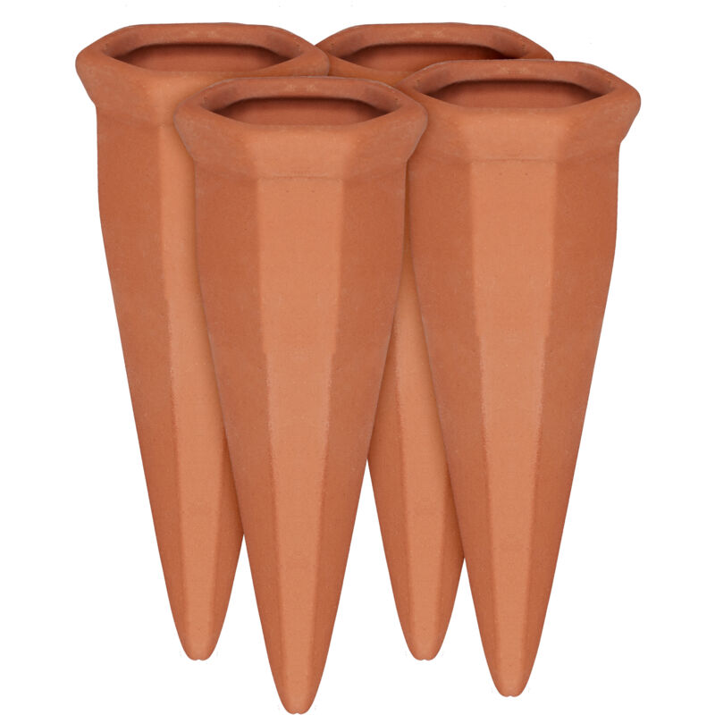 immagine 0 del prodotto irrigatori in argilla per vasi, set da 4 innaffiatori per piante, per bottiglie di vino e pet, terracotta relaxdays