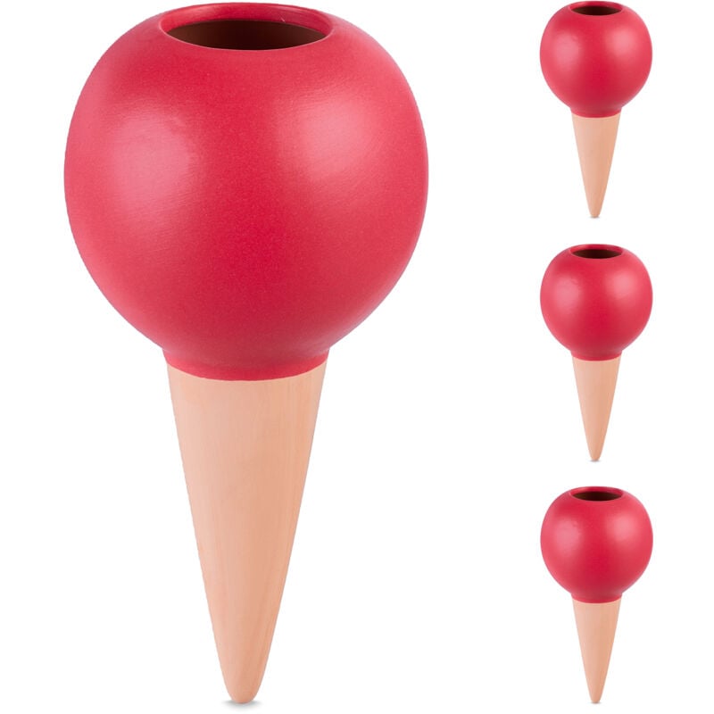 foto del prodotto irrigazione a goccia, set da 4, coni per bottiglie 1,5 l annaffiatura automatica per piante, terracotta rosso relaxdays