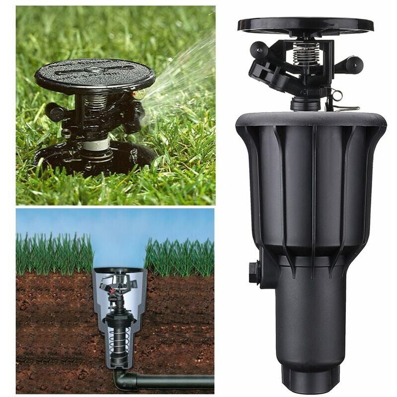foto del prodotto irrigazione a spruzzo con rotazione automatica, testa di spruzzo a scomparsa, per esterni, giardino, prato, ugello incorporato da 1 2 3 4 pollici