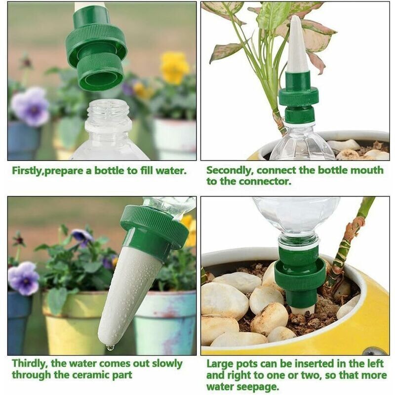 foto del prodotto irrigazione automatica per piante in ceramica con picchetti autoirriganti per fiori e irrigazione a goccia, sistema di irrigazione per interni ed