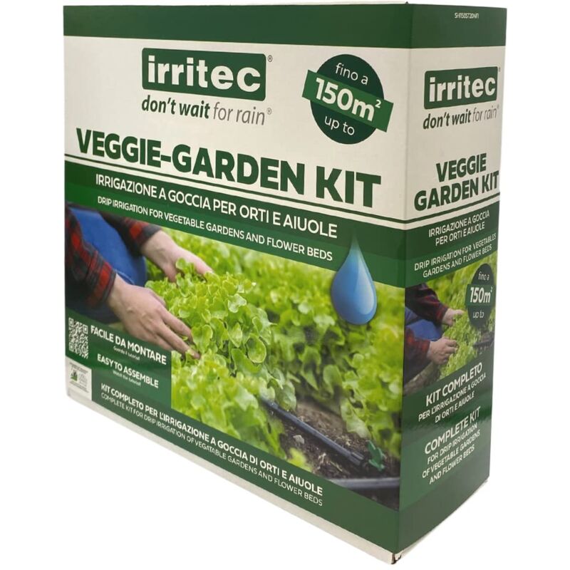 foto del prodotto irritec kit impianto di irrigazione a goccia completo 150 mq per orto giardino