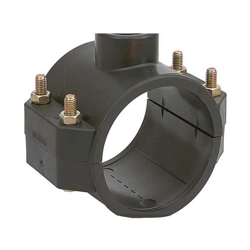 foto del prodotto irritec presa a staffa in polipropilene con 4 bulloni mm.63x f 1